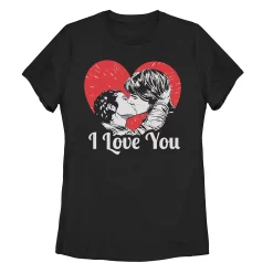 Juniors' Star Wars Leia And Han I Love You Tee