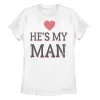 Juniors' He's My Man Distressed Text Heart Tee