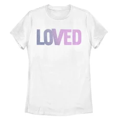 Juniors' Loved Gradient Text Tee