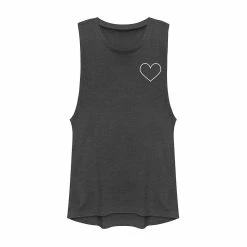 Juniors' Outlined Heart Pocket Muscle Tee