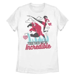 Juniors' Disney Pixar Incredibles Couple Heart Valentine Tank