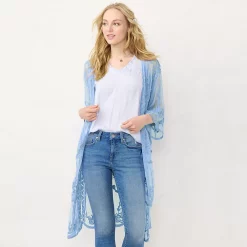 Women's LC Lauren Conrad Sheer Lace Duster -Kohl's shop 4826668 Blue
