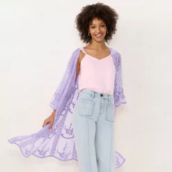 Women's LC Lauren Conrad Sheer Lace Duster -Kohl's shop 4826668 Lavender