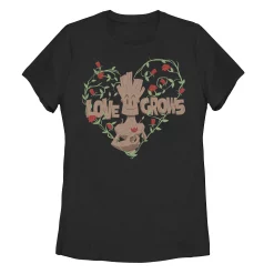 Juniors' Marvel Groot Love Grows Heart Branches Tee