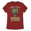 Juniors' Marvel Hulk Smashing Love Valentine's Day Tee