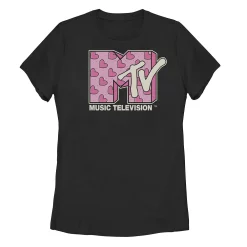 Juniors' MTV Music Television Heart Doodle Logo Fill Tee
