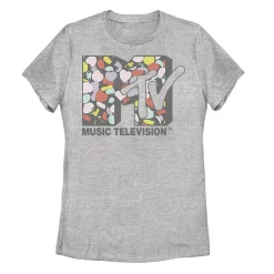 Juniors' MTV Music Television Confetti Hearts Logo Tee