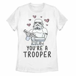 Juniors' Star Wars You're A Trooper Floating Hearts Tee