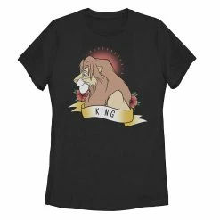 Juniors' Disney Lion King Simba King Tattoo Yellow Tee