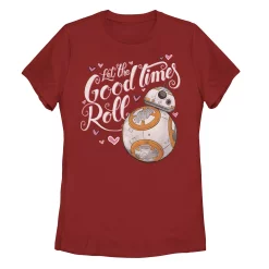 Juniors' Star Wars Valentines Good Times Roll Hearts Tee