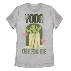 Juniors' Star Wars Yoda One For Me Cute Valentine's Day Tee