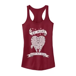 Juniors' Star Wars Valentines Don't Fly Solo Ship Heart Tank Top