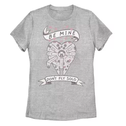 Juniors' Star Wars Valentines Don't Fly Solo Ship Heart Tee
