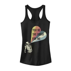 Juniors' Star Wars R2-D2 Droid For Me Striped Heart Tank Top
