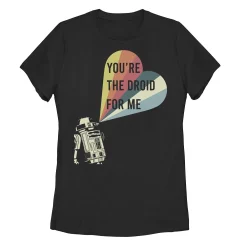 Juniors' Star Wars R2-D2 Droid For Me Striped Heart Tee
