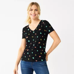 Women's Celebrate Together™ St. Patrick's Day V-Neck Graphic Tee -Kohl's shop 5229277 Black Lucky Charm