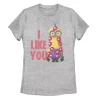 Juniors' Minions I Like You Heart Stickers Portrait Tee