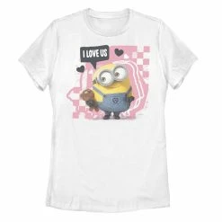 Juniors' Minions I Love Us Cute Pose Portrait Tee