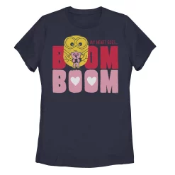 Juniors' Minions Boom Boom Pink Teddy Bear Portrait Tee