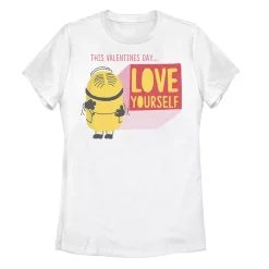Juniors' Minions This Valentine's Day Love Yourself Group Portrait Tee