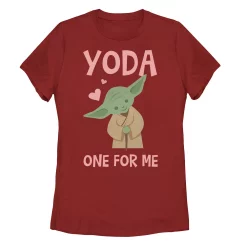 Juniors' Star Wars Yoda One For Me Cartoon Tee