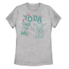 Juniors' Star Wars Yoda One For Me Line Art Sketch Tee