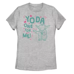 Juniors' Star Wars Yoda One For Me Line Art Sketch Tee