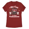 Juniors' Cat Woman My Cat Is My Valentine Chibi Portrait Tee