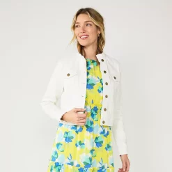 Women's DRAPER JAMES RSVP™ Ruffle Trim Denim Jacket -Kohl's shop 5286665 White Denim