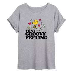 Juniors' Peanuts Groovy Flowy Tee