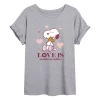 Juniors' Peanuts Snuggles Flowy Tee