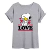 Juniors' Peanuts Love Hugging Flowy Tee