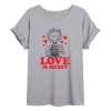 Juniors' Peanuts Love Is Messy Flowy Tee