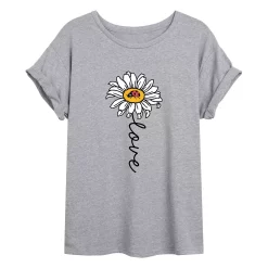 Juniors' Daisy "Love" Oversized Tee