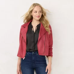 Women's LC Lauren Conrad Suede Moto Jacket 19 Women's LC Lauren Conrad Suede Moto Jacket -Kohl's shop 5676944 Berry Mist