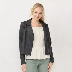 Women's LC Lauren Conrad Suede Moto Jacket 18 Women's LC Lauren Conrad Suede Moto Jacket -Kohl's shop 5676944 Pirate Black