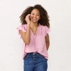 Women's LC Lauren Conrad Ruffle V-Neck Top