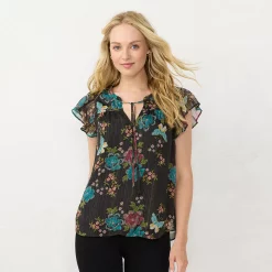 Women's LC Lauren Conrad Ruffle V-Neck Top -Kohl's shop 5679288 Crafted Butterfly