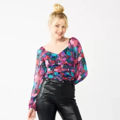 Juniors' SO® Cropped Ruched Front Top