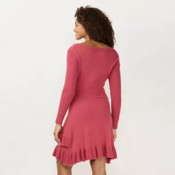Women's LC Lauren Conrad Ruffle-Hem Sweater Dress 5 Women's LC Lauren Conrad Ruffle-Hem Sweater Dress -Kohl's shop 5790629 ALT