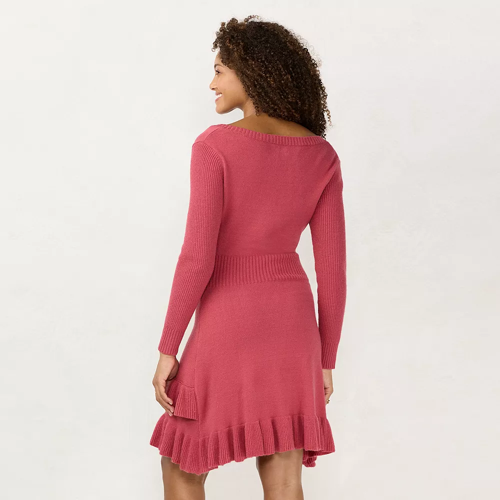 Women's LC Lauren Conrad Ruffle-Hem Sweater Dress 3 Women's LC Lauren Conrad Ruffle-Hem Sweater Dress - Image 3