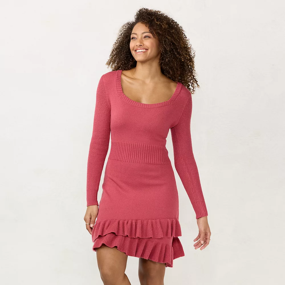 Women's LC Lauren Conrad Ruffle-Hem Sweater Dress 2 Women's LC Lauren Conrad Ruffle-Hem Sweater Dress - Image 2