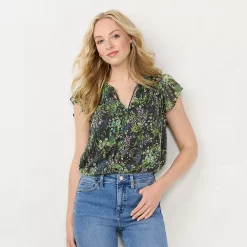 Women's LC Lauren Conrad Ruffle V-Neck Top