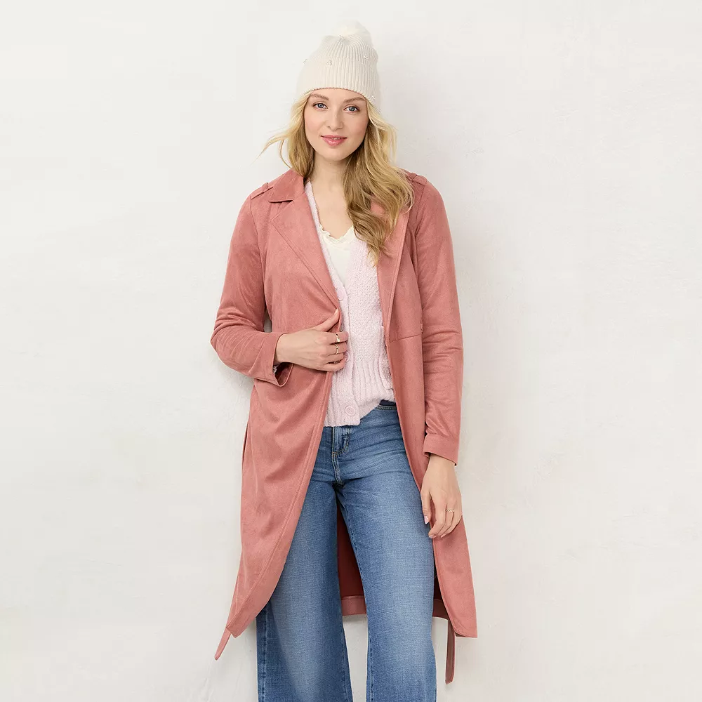 Women's LC Lauren Conrad Faux-Suede Trench Coat 2 Women's LC Lauren Conrad Faux-Suede Trench Coat - Image 2