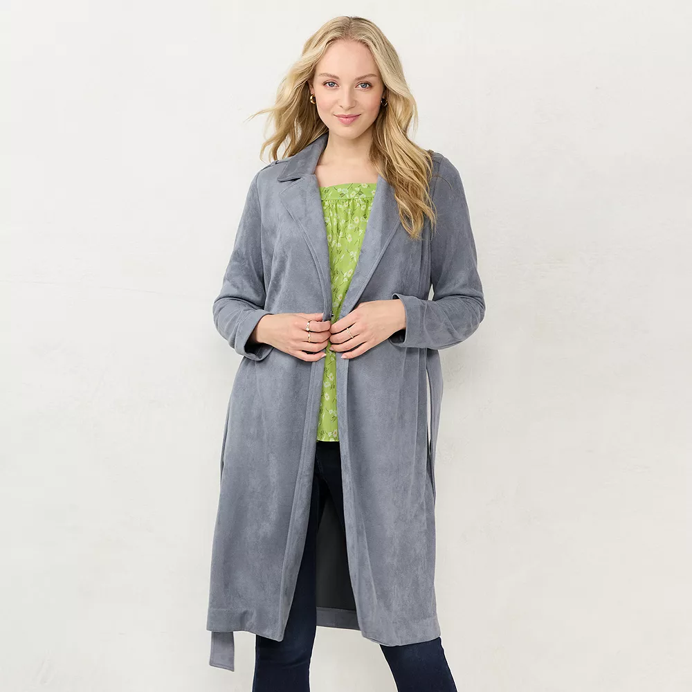 Women's LC Lauren Conrad Faux-Suede Trench Coat 1 Women's LC Lauren Conrad Faux-Suede Trench Coat