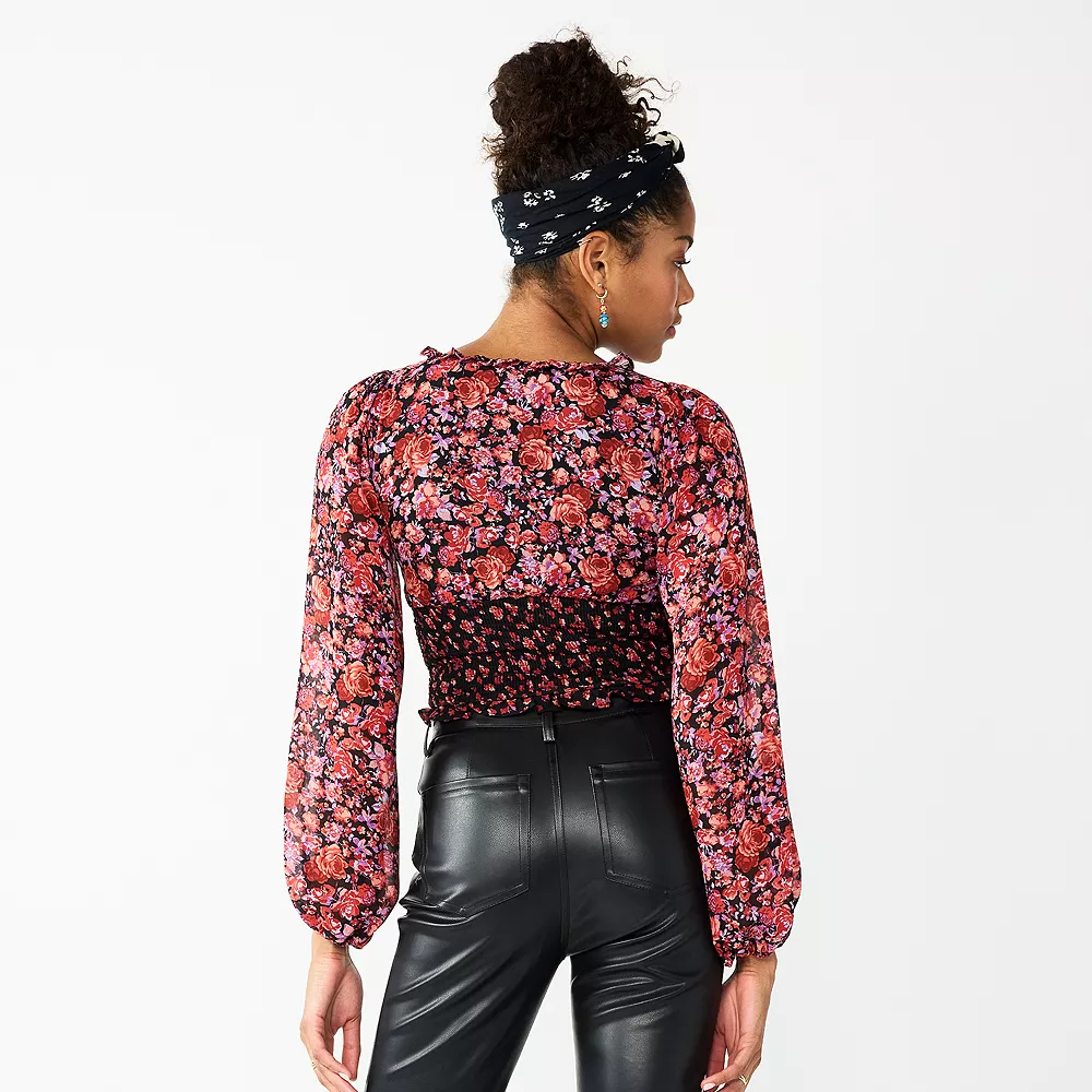 Juniors' SO® Mixed-Print Corset Blouse 2 Juniors' SO® Mixed-Print Corset Blouse - Image 2