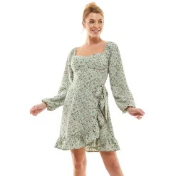 Juniors' Lily Rose Ruffled Side-Wrap Skater Dress