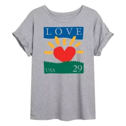 Juniors' USPS Love Stamp Oversized Tee