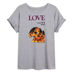 Juniors' USPS Love Puppy Doodle Stamp Oversized Tee