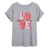 Juniors' Retro Love Arrow Oversized Tee
